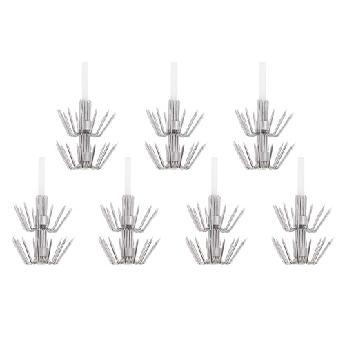 GARVALON Anzuelos para Pesca Nocturna de Calamar y Pulpo 7 Unidades Luminosas Doble Capa Acero Inoxidable Gancho de Pulpo