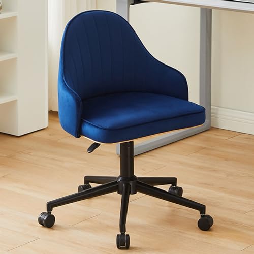 Chaise de travail pivotante velours réglable pour petit espace et chambre