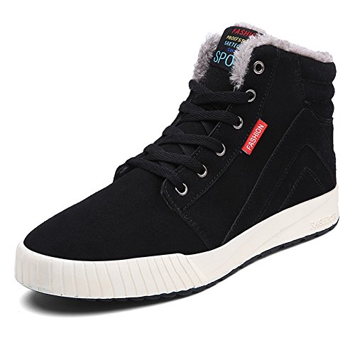 JACKSHIBO Zapatillas de Hombre y Mujer Zapatillas de Fieltro Cálidas de Felpa Para Invierno Zapatillas Cómodas Para Mujer Zapatillas Unisex Negro 44/45 EU