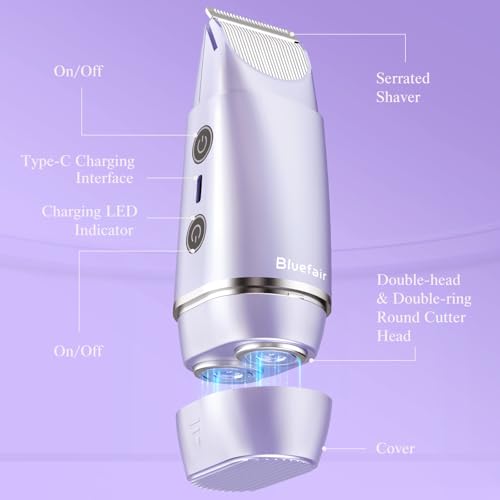 Image of Bikini Trimmer for Women,2 in 1 Electric Razors for Women Electric Shaver for Cordless Body Hair Trimmer Shaver for Trip,Replaceable Lady Facial Razor Bikini Trimmer for Legs Private (Purple)