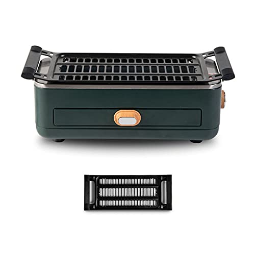 HIZQ Plancha Eléctrica Barbacoa Regulador De Temperatura, Parrilla Eléctrica Plancha Parrilla Barbacoa Interior Sin Humo Asas Toque Frío, 850 W,B2