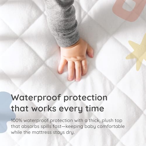 Ultra Soft Crib Mattress Protector Pad From Bamboo Rayon Fiber - Waterproof Fitted Quilted Mattress Protector Pad for Your Crib. High Absorbency and Stain Protection Baby Cover Made for Superior Comfort. Prevents Bacteria, Dust Mites and Mold From Breeding in Your Child s Mattress.
