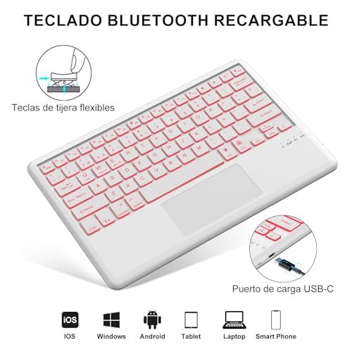Funda con teclado para Redmi Pad Pro 12.1" rosa con touchpad bluetooth 3