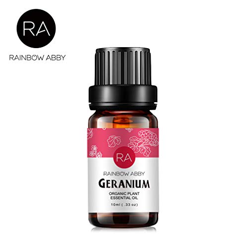 Aceite esencial de geranio 10ml (0.33 oz) - Grado terapéutico 100% puro para difusor de aromaterapia, masaje, cuidado de la piel
