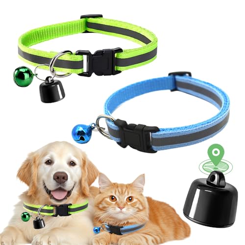 BIZOI GPS Tracker Katze Hund, Mini Hundetracker ohne ABO, Katze GPS Tracker Hund Kompatibel mit iOS ＆ Android, Weltweite Standortverfolgung, Positionsverlauf, Bluetooth Haustierortungsgerät