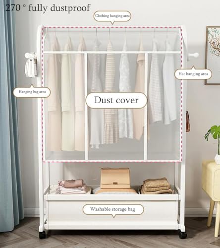 Support à vêtements avec étagères en bois de bambou pour dressing