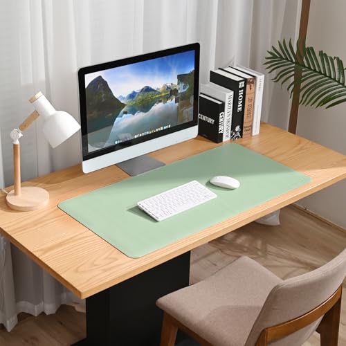 Image of Aropana Anti-Slip Extended Mouse Pad | PU Vegan Leather Desk Mat | Large Computer Desk Protector Pad with Suede Base for Keyboard, Laptop, Office & Home (90x45CM, Turquoise)