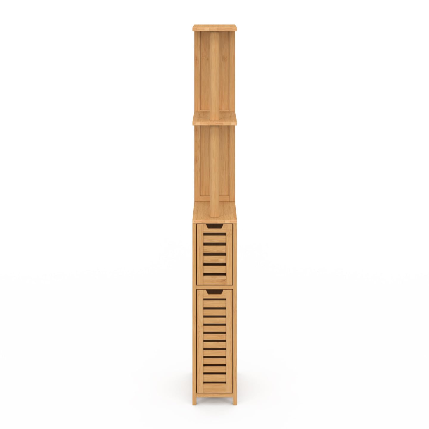IDMarket - Mueble WC BEA de 2 puertas en bambú con estantes