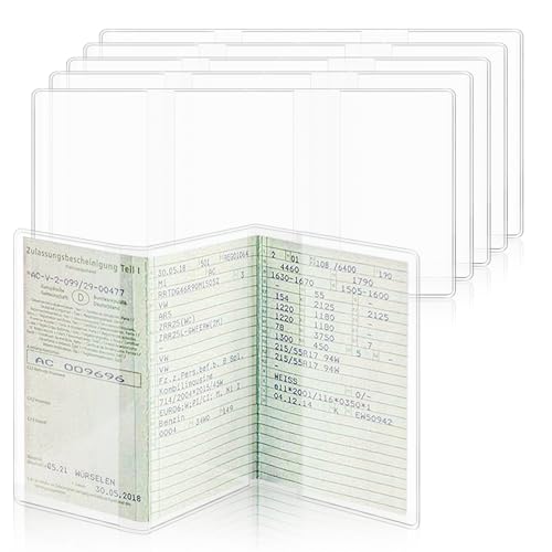 6 Stück Fahrzeugschein Hülle Schutzhülle 210×105 mm führerschein hülle 3 faltbar transparente fahrzeugschein mappe kfz schein mappe für Auto Motorrad Anhänger