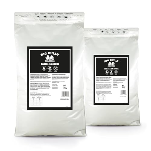 BULL & BULLY- Big Bully Kaninchen 2x15kg Hundefutter Trocken Getreidefrei- Energiereiches Trockenfutter & Hundeleckerli für Starke, aktive Hunde- Dog Food & Leckerlies für Hunde mit viel Protein