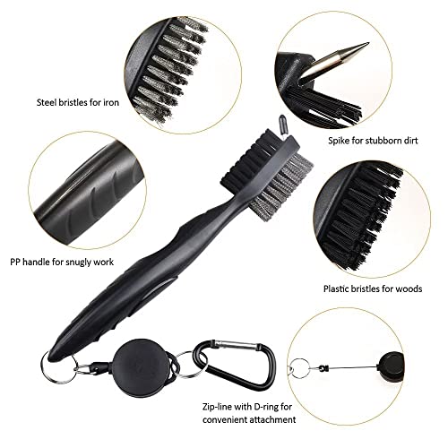 Berfea Golf Club Cleaner Brush and Golf Towel Kit,Golf Club Brush and Golf Groove Cleaner Cleaning Kit Tool,Golf Accessories for Men - Image 2