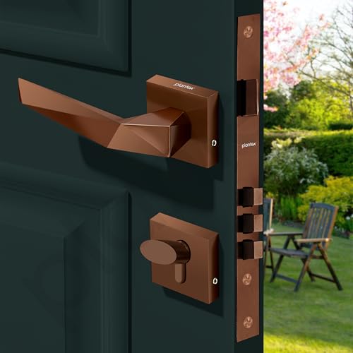 Image of Plantex Door Lock for Home /Main Door Lock Set /Mortise Lock Set with Brass Lock Body & Cylinder (7129, PVD Choco)