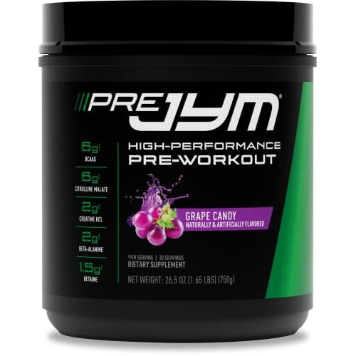 Pre JYM Grape Candy Pre Workout Powder – BCAAs, Nootropics, Creatine HCI, Citrulline, Beta-Alanine, Betaine, Taurine, Huperzine | JYM Supplement Science | 30 Servings