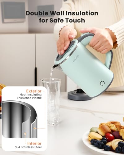 WTJMOV Compact Electric Kettle in Stainless Steel, 0.8L Portable Tea Kettle with Auto Shut-off, Low Power Hot Water Kettle for Travel, Camping, Office and More - Image 5