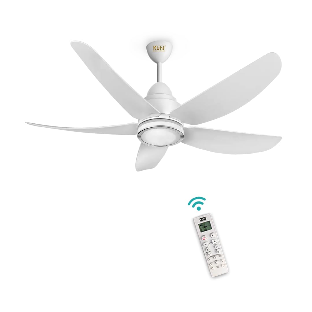 KUHL Luxus C5 1200Mm Stylish Power Saving Bldc Ceiling Fan With Remote | Night & Down Light | 29W | 5 Star | Iot Â– Operate Via Mobile & Alexa | Reverse Mode | Free Installation | White