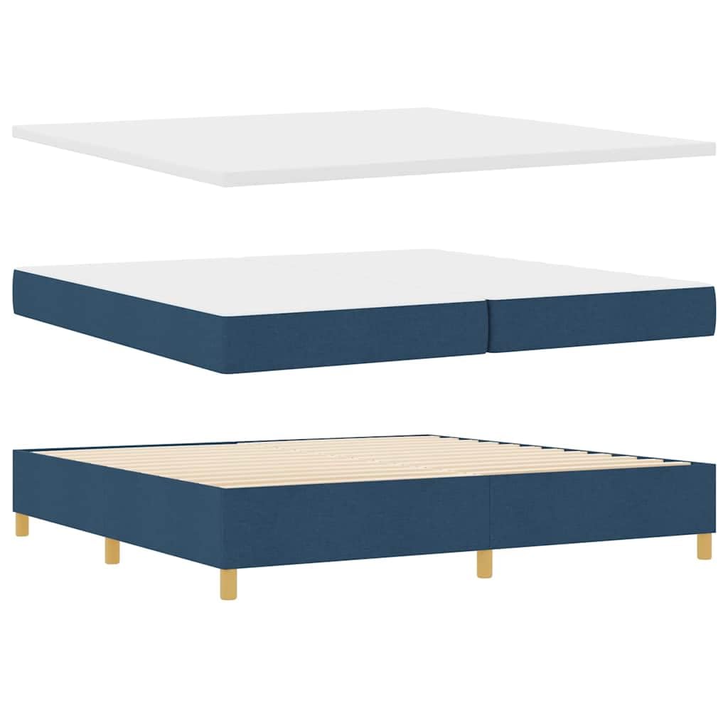 Cama con somier LED con colchón azul, 200 x 200 cm, tela, madera y marco de pino, tiras LED RGB, cabecero ajustable, somier, cómodo espacio para dormir para 2 personas