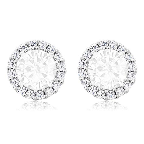 Gem Stone King 925 Sterling Silver White Zirconia Women Earring Jackets For 7.00MM Round Cut Studs2