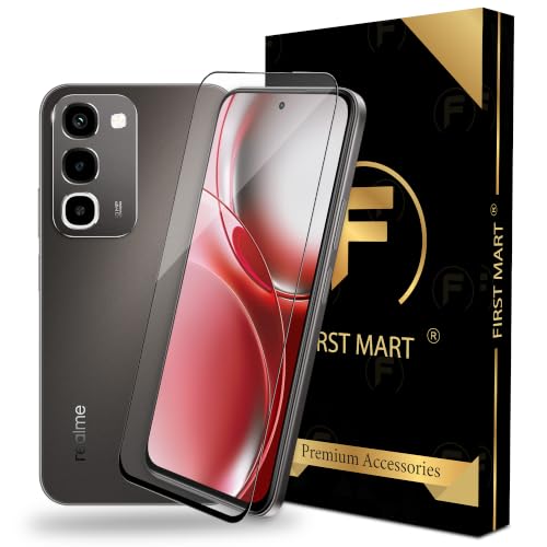 Image of FIRST MART Tempered Glass for Realme Narzo 100x, 9H Full-Glue Screen Protector, 3D Edge-to-Edge, Oleophobic, HD Clear, Case-Friendly, Black, Pack of 1