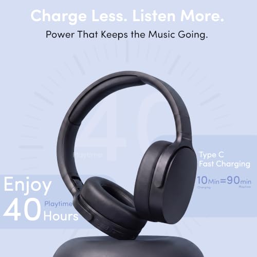 Image of GameSir BeatXtra Wireless Stereo Bluetooth Headphones V5.3, Over Ear Foldable Headset with 40mm Drivers, Soft Cushioned Ear Pads, Built-in Mic, AUX Input, 10M Wireless Range, Teen & Adults (Black)
