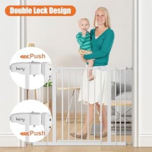 keny 29"-42.5" Baby Gate for Stairs, Auto Close Safety Dog Gate, Pressure Mounted Easy Walk Through Pet Gate for Doorways, Durable Stair Gate, 30" Tall, White keny 29 425 Baby Gate for Stairs Auto Close Safety Dog Gate Pressure Mounted Easy Walk Through Pet Gate for Doorways Durable Stair Gate 30 Tall White