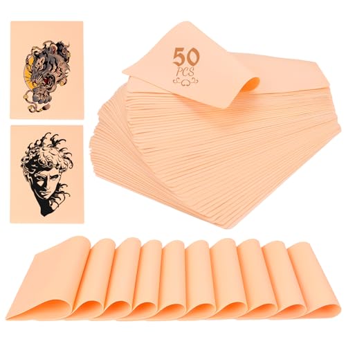 TUXIYA 50pcs Blank Tattoo Skin Double Sided Blank Tattoo Practice Skins 7.5x5.7in Fake Skin for Tattooing and Eyebrow Practice Suitable for Beginners and Experienced Artists