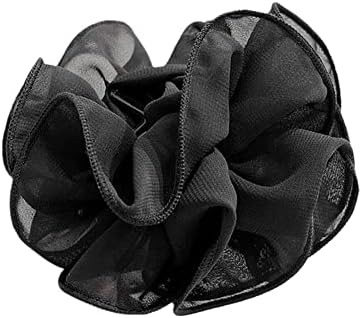Large Chiffon Claw Clip Hair Bow Large Size Black Fabric Ribbon Flower Rose For Women Clamps Accessories Clips Jaw Claw