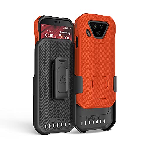 Beltron Duraforce Ultra 5G Uw Case With Clip, Heavy Duty Case With Swivel Belt Clip For Kyocera Duraforce Ultra 5G E7110 (Verizon) Features: Secure Fit & Built-In Kickstand (Safety Orange) #TOP1