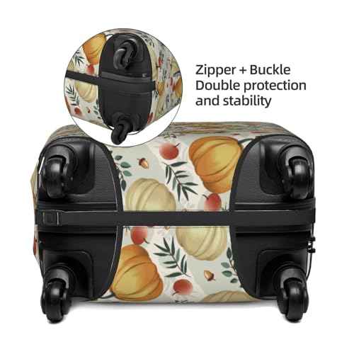 Autumn Pumpkins Leaves Print Luggage Cover For Suitcase,Washable Elastic Travel Suitcase Protector With Zipper Closure And Bottom Buckle – Fits 18-32" Luggage-X-Large2