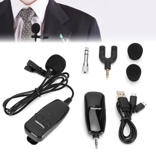 Bigking Microfono Wireless, Microfono Wireless Uhf Set Con Clip Amplificatore Vocale Trasmettitore Lavalier Microfono Ricevitore(Microfono Wireless La