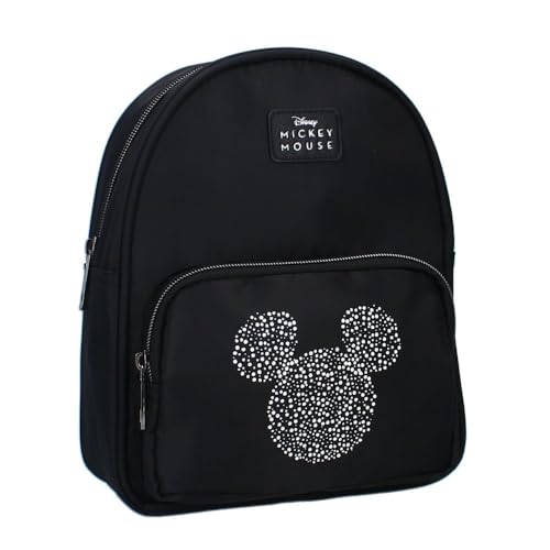 Mochila pequeña para mujer | negro | Disney Mickey Mouse | 26 x 22 x 8 cm, Negro , Talla única
