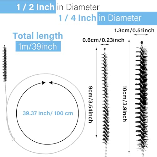 Gjinxi 4 pcs Schlauchbürste 100cm Extra Lange Reinigungsbürste Nylon Milchschlauchbürste Dünn Flaschenbürste Bürste Rohrbürste für Strohhalmrohr,Schlauch,Flaschen,Kühlschrankablauf Strohhalm Bürste B
