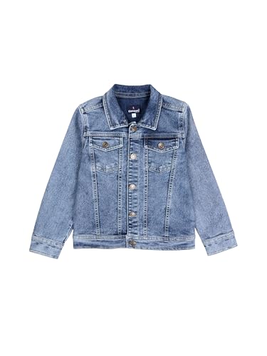 Image of KiddoPanti Boys Denim Jacket | Cotton Poly Blend with Spandex | Washed Denim, Full Sleeve | Button Closure & Front Flap Pockets | Collared Neck