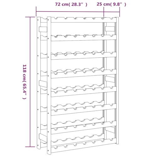 Estante para 56 botellas de vino en madera de pino miniatura 7