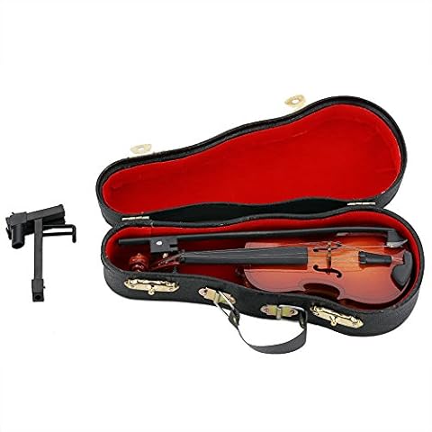 Samfox Violin Miniature Wooden Model with Bow Cover