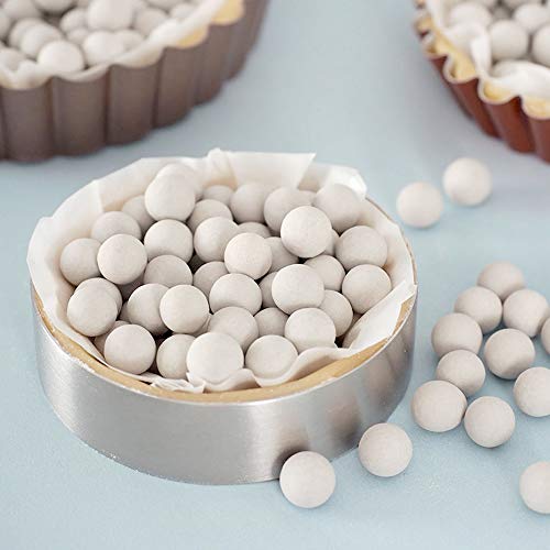 LeonBach 2.2 LB 10mm White Pie Weights with Canvas Bag, Ceramic Pie Weights Baking Beans Baking Beads Pie Pan Stoneware - Thumbnail 2