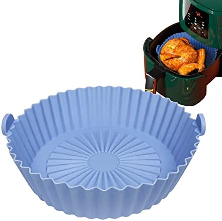 5.5Inch Air Fryer Silicone Pot, Non Stick Air Fryer Silicone Liners Round - Replacement of Parchment Paper Liners, Reusable Kitchen Air Fryer Oven Accessories Silicone Baking Basket(Sky Blue)