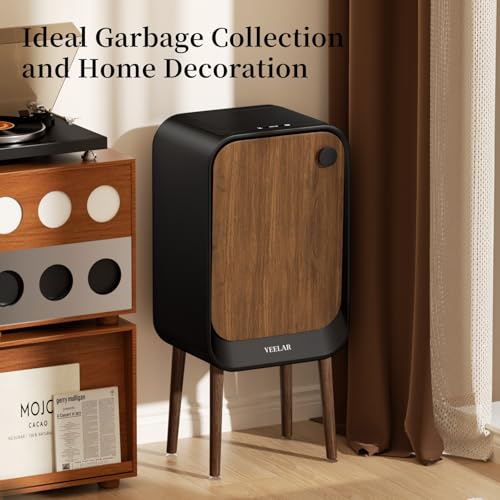 VEELAR Motion Sensor Trash Can - Automatic Touchless 5.5 Gallon Garbage Bin for Bathroom, Bedroom, Kitchen, Office (Black) by VEELAR - Used condition - Image 3