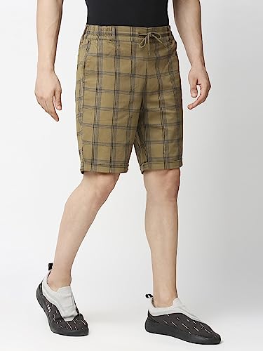 Image of Thomas Scott Men's | Checks | Chino Shorts | Regular Fit | Linen Blend | Above Knee | Casual Short