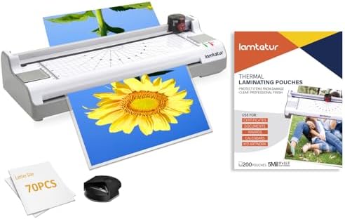11X17 Thermal&Cold Laminator Machine with 270pcs 5Mil Laminating Pouches use for Office/Home/Teacher/Classroom,Built-in Paper Trimmer,Couner Rounder.