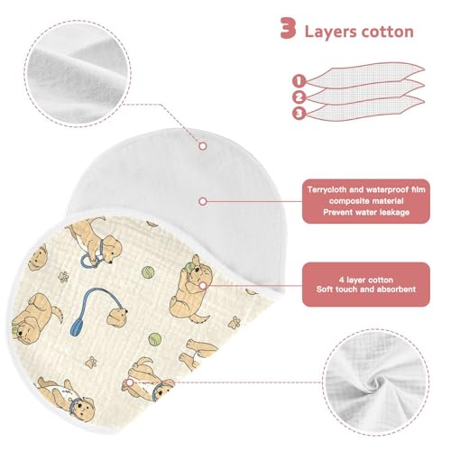 J JOYSAY Golden Retriever Dogs Beige Baby Burp Cloths for Boys Girls Large 22''x11'' Cotton 4 Layer Boys & Girls Rags for Girl Newborn one sizex23