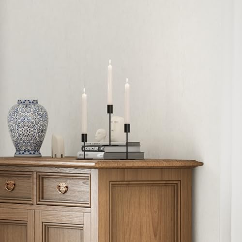 FSyueyun Black Candle Holder Taper Candle Holders, Set of 3 Candle Stick Holders Decor for Mantel Table Centerpiece, Used for Wedding, Dinning, Housewarming Gift