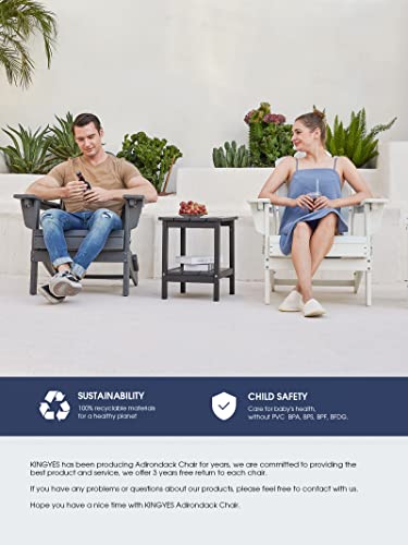 Kingyes Folding Adjustable Adirondack Chair, White #TOP6