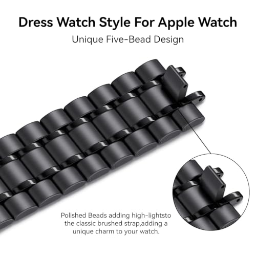 Image of Bestig Compatible with Apple Watch Bands for Men Women 40mm 38mm 41mm 42mm(Series 11 10), Premium Solid Stainless Steel Metal Business Wristband Strap for iWatch Series 10 9 8 7 6 SE 5 4 3 2 1, Black