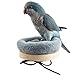 鳥の巣巣箱皿巣 バードテントインコ おもちゃ鳥かご ペット用ラウンドベッド, ふわふわクッション付き木製台座, グレー, 鳥用寝床マット