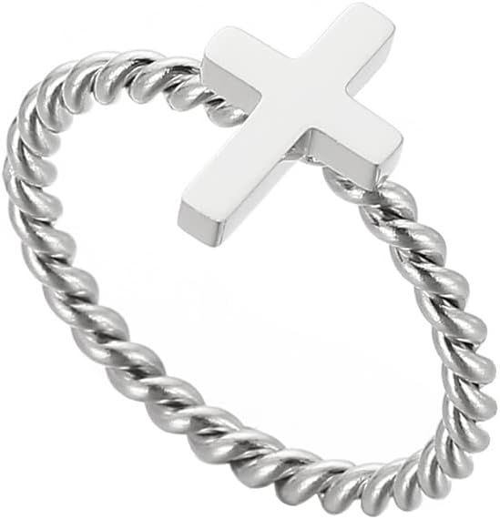 Unisex Stainless Steel Simple Creative Twist Religious Cross Couple Wedding Ring