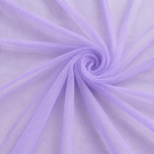 Image of White Net Backdrop Curtain Set for Decoration, 2 Pieces, 8 x 5 feet, for Wedding, Birthday, Anniversary, Engagement (Lavender)