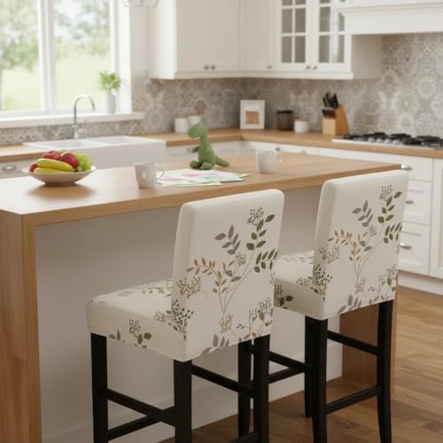 Image of Bar Stool Covers Counter Chair Slipcovers Set of 2,Color 04 | Stretch Barstool Seat Covers,Washable Removable Pub Tall Stool Slipcover,Bar Chair Cover for Kitchen Dining Room Cafe
