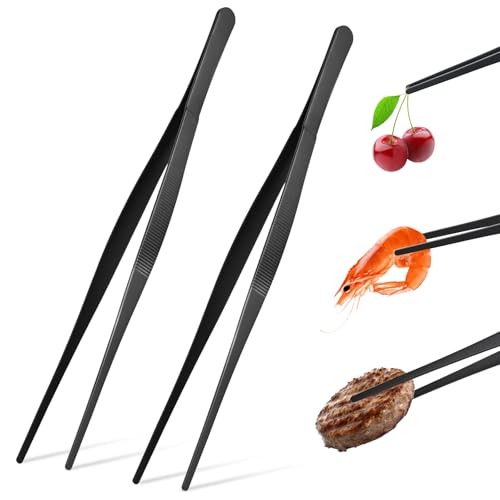 Paquet de 2 pinces de cuisine, pinces de cuisine en acier inoxydable de 30 cm, pincettes longues pour outils de cuisine, pince alimentaire cuisine, outils de...