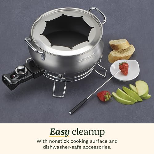 Cuisinart Fondue Pot Set, 3-Quart Stainless Steel Electric Fondue Pot for Chocolate, Cheese, Broth, and Oil, Includes 8 Forks, Temperature Control, Nonstick Interior, Dishwasher Safe, CFO-3SSNAS by Cuisinart - Image 5