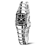 OLEVS Orologio da donna in tungsteno Teel, impermeabile, analogico, al quarzo, elegante, di lusso, piccolo, orologio da polso premium oro rosa/argento, bracciale in tungsteno, quadrante rotondo